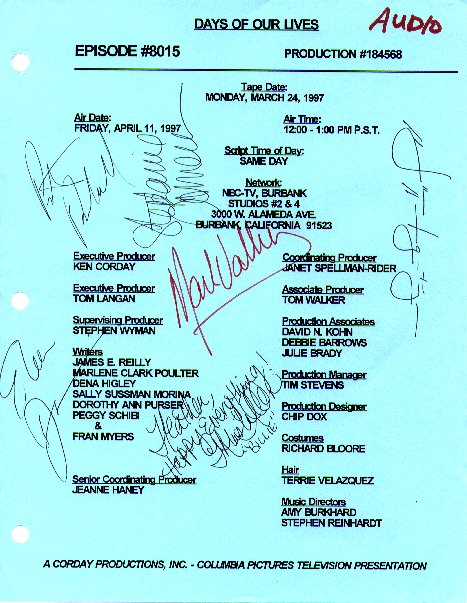 Signed Script Cover Page